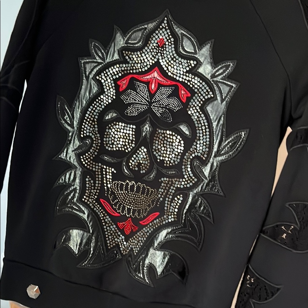 Philipp plein Black Sweatshirt with Skull Design